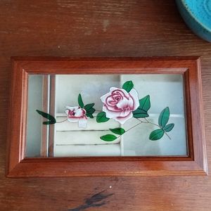 Wood & Glass Rose Jewelry Box Organizer